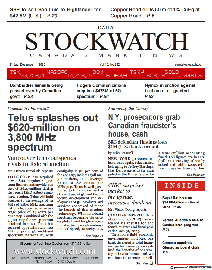 Stockwatch Daily - Canada's Market News