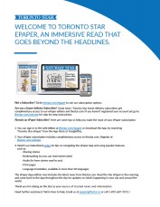 Toronto Star - WELCOME & How-To Guide (1 Sep 2022)